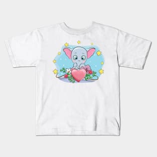 Cute elephant with heart and stars Kids T-Shirt